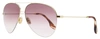 Victoria Beckham Women's Aviator Sunglasses Vb90s 712 Gold/burgundy 62mm In Purple