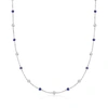Ross-simons Cz And Simulated Sapphire Station Necklace In Sterling Silver In White