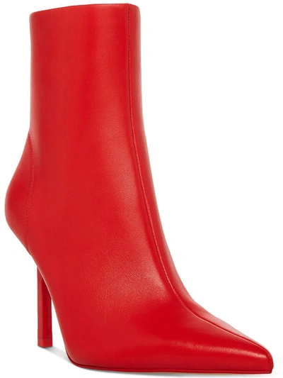 Steve Madden Elysia Womens Leather Pointed Toe Ankle Boots In Red