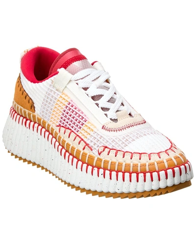 Chloé Nama Stitch Walking Sneakers In Orange