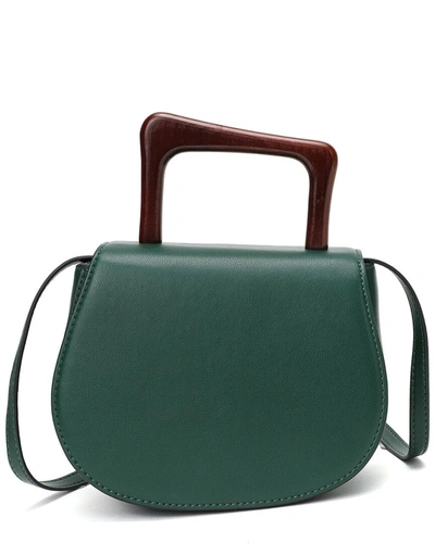 Tiffany & Fred Leather Top Wooden Handle Satchel In Green