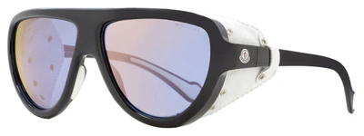 Moncler Unisex Shield Sunglasses Ml0089 01c Black/white Leather 57mm