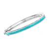 Ross-simons Diamond And Turquoise Enamel Bangle Bracelet In Sterling Silver In Blue