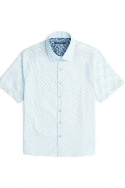 Stone Rose Men Dot Short Sleeve Print Shirt In Light Blue