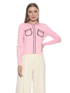 Alexia Admor Clover Ribbed Knit Button Down Cardigan In Pink