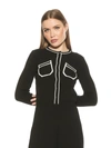 Alexia Admor Clover Ribbed Knit Button Down Cardigan In Black