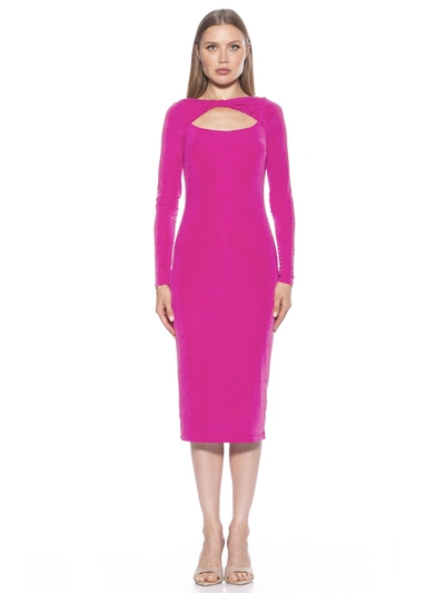 Alexia Admor Tanya Twist Front Cutout Midi Dress In Magenta