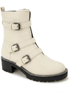 Kenneth Cole Reaction Women's Tate Biker Jewel Lug Sole Booties Women's Shoes In White