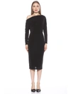 Alexia Admor Leena One-shoulder Draped Midi Dress In Black
