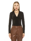 Alexia Admor Alina Long Sleeve Ruched Top In Black