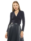 Alexia Admor Alina Long Sleeve Ruched Top In Blue