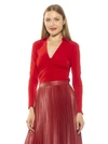 Alexia Admor Alina Long Sleeve Ruched Top In Red