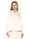 Alexia Admor Rylin Silky Front Button Blouse In Oat