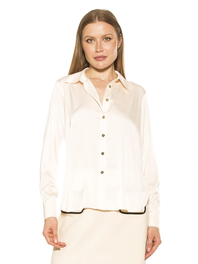 Alexia Admor Rylin Silky Front Button Blouse In White