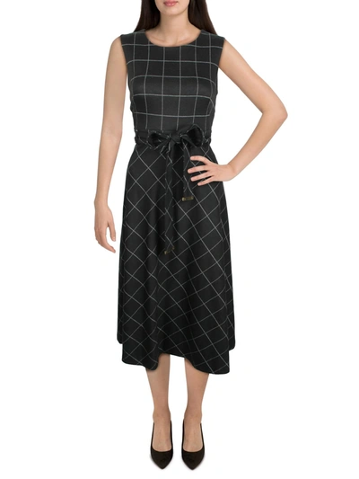 Calvin Klein Womens Printed Sleeveless Wear To Work Dress In Black