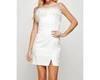 STRUT & BOLT FEATHER TRIMMED DRESS IN WHITE