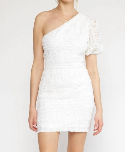 Entro One Shoulder Embellished Dress In White