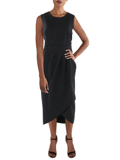 Calvin Klein Womens Pleated Midi Sheath Dress In Black