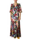 Alice And Olivia Tula Floral-print Devoré-satin Maxi Dress In Green