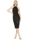 Alexia Admor Letitia Halter Sequin Midi Cocktail Dress In Black
