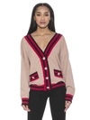 Alexia Admor Frances Stripe Trim Cardigan In Brown