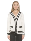 Alexia Admor Frances Stripe Trim Cardigan In White