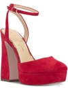 JESSICA SIMPSON DEIRAE WOMENS PATENT LEATHER CHUNKY HEEL ANKLE STRAP