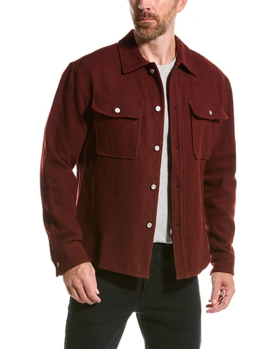 Frame Textured Chest-pocket Overshirt In Red