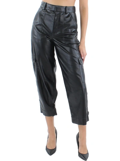 Hellessy Womens Faux Leather Pocket Cargo Pants In Black