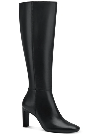 Alfani Deidra Womens Leather Zip Up Knee-high Boots In Black