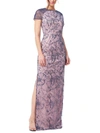 JS COLLECTIONS WINNIE WOMENS FLORAL EMBROIDERED EVENING DRESS