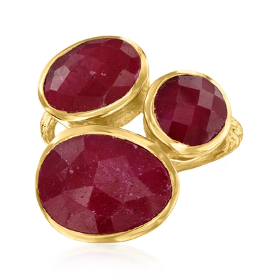 Ross-simons Ruby Ring In 18kt Gold Over Sterling In Red