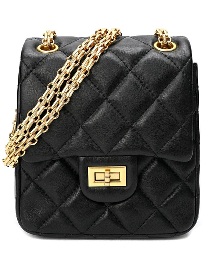 Tiffany & Fred Quilted Sheepskin Leather Crossbody In Black