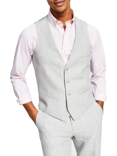 Bar Iii Mens Linen Slim Fit Suit Vest In Grey