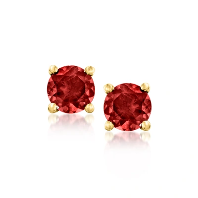 Rs Pure By Ross-simons Garnet Stud Earrings In 14kt Yellow Gold In Red