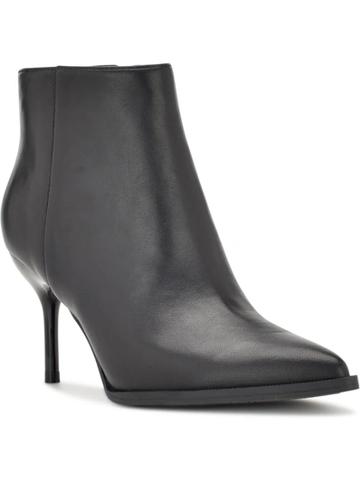 Nine West Jacks Womens Leather Pointed Toe Ankle Boots In Black