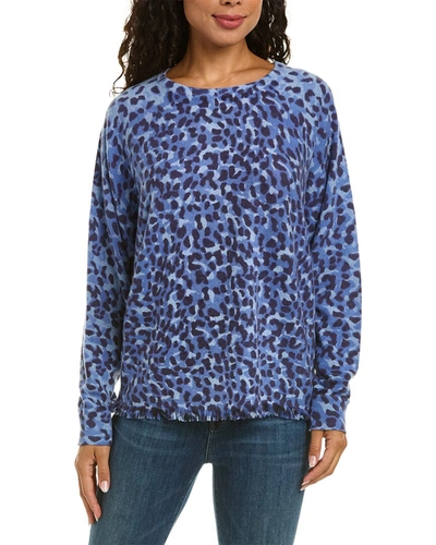Incashmere Ombre Animal Print Cashmere Pullover In Blue