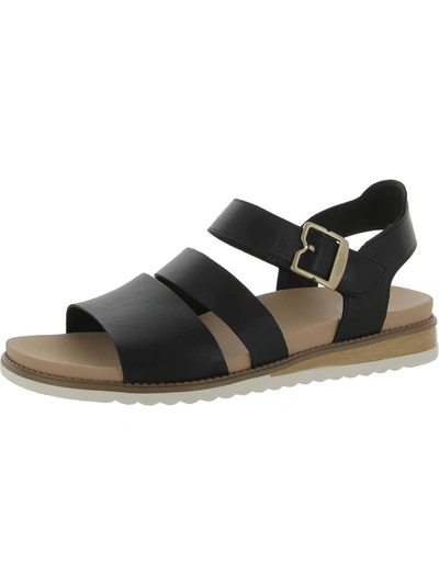Dr. Scholl's Shoes Island Glow Womens Faux Leather Square Toe Slingback Sandals In Black