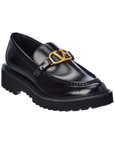 Valentino Garavani 15mm Vlogo Signature Leather Loafers In Black
