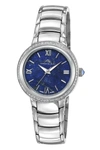 PORSAMO BLEU LUNA WOMEN'S SILVER TONE CRYSTAL WATCH, SODALITE DIAL