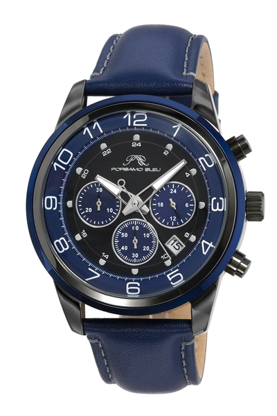 Porsamo Bleu Arthur Men's Chronograph Black And White Silicone Watch, 1092carr In Blue