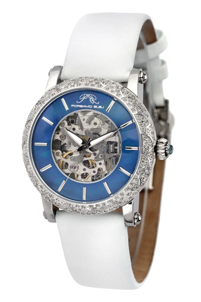 Porsamo Bleu Women's Liza Automatic Satin Covered Leather Band Watch 692alil In White