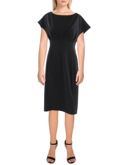 Calvin Klein Womens Pleated Knee Sheath Dress In Black