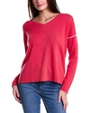 FORTE CASHMERE PIPED EASY V-NECK CASHMERE SWEATER