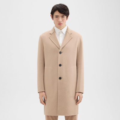 Theory Almec Coat In Double-face Wool-cashmere In Palomino Grey Melange