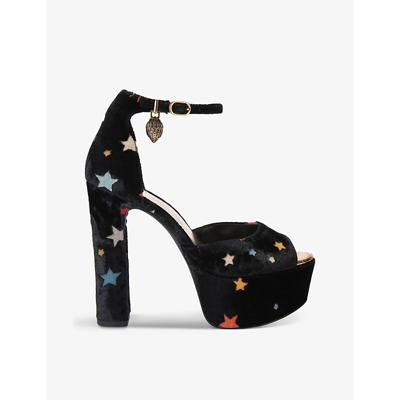 Kurt Geiger Velvet Shoreditch Platform Sandals In Blk/other