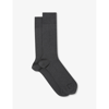 Reiss Mens Charcoal Fela Ribbed Stretch-cotton Socks In Charcoal