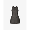 Stella Mccartney Womens Black Sleeveless Round-neck Woven Mini Dress In Charcoal