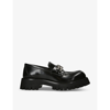 GUCCI GUCCI WOMEN'S BLACK JEANNE CHAIN-EMBELLISHED LEATHER LOAFERS