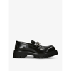 Gucci Logo-chain Leather Loafers In Black